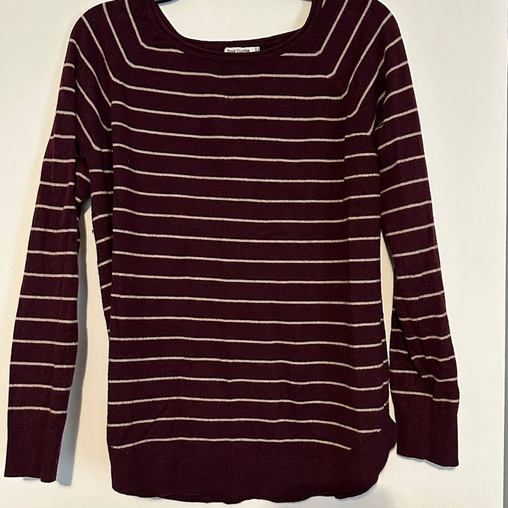 Pink Clover Burgundy Striped Sweater